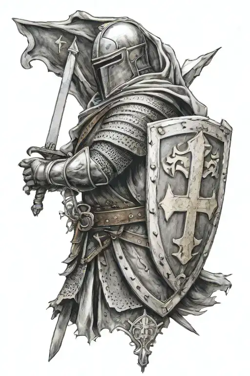 Templar Knight With Shield Templar Cross