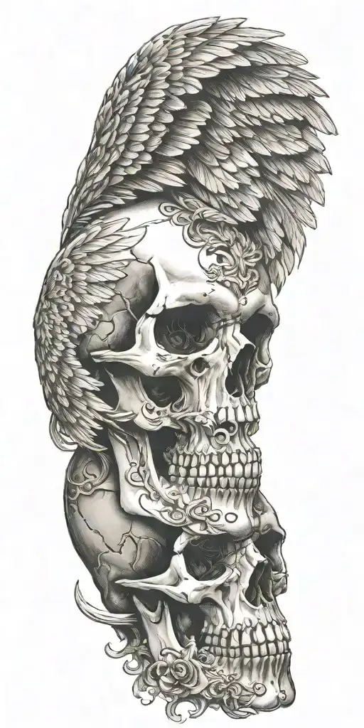 A Skull With Wings Symbolizing Courage And Freedom