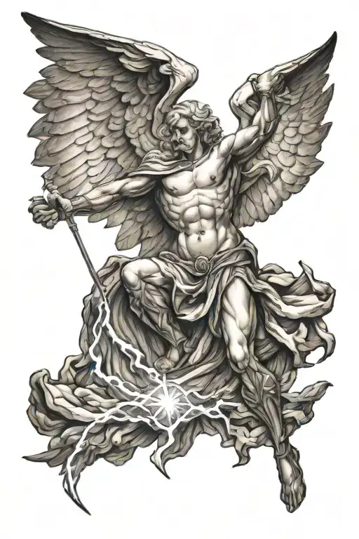 Guardian Angel Holding Lightning Bolt