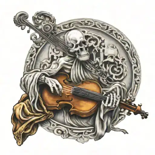 Monk Skull Playing Violin