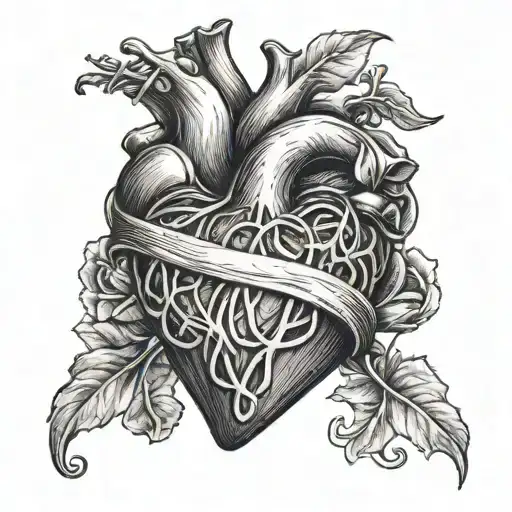 Beating Heart With A Woman's Wedding Ring Intertwined