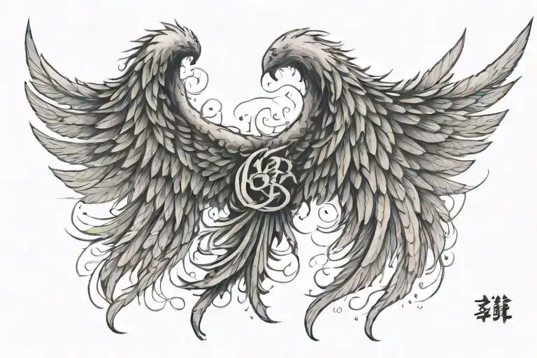 Benimaru Written Middle In Japanese With Angel Like Wings On The Sides