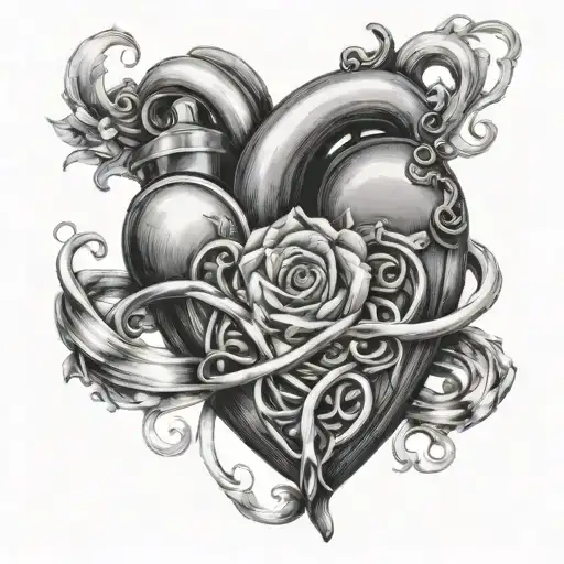 Beating Heart With Wedding Rings Intertwined