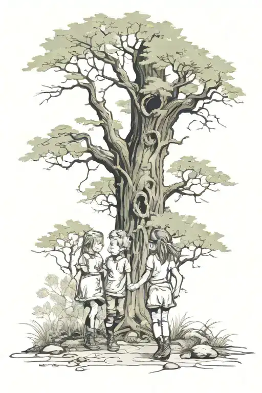 A Whimsical Scene Of Your Son And Daughter Exploring A Magical Forest Together