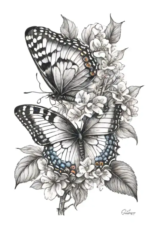 Butterfly With Cherry Blossum Tree