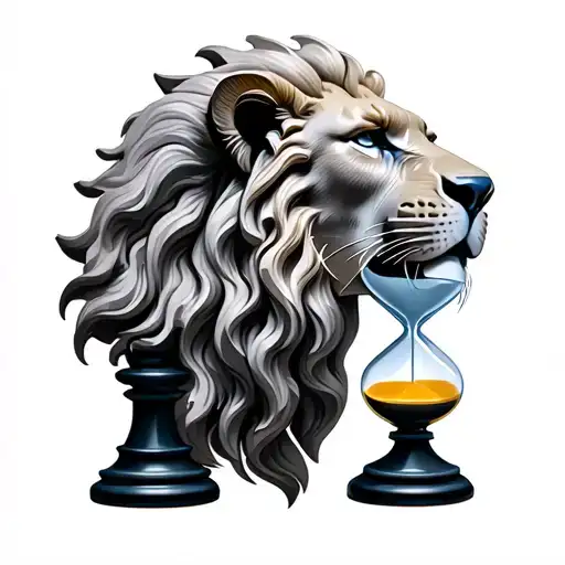 Lions Head And Hourglass Combined Chess Piece