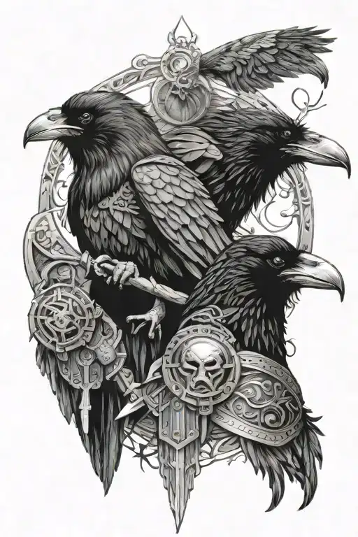 Raven And Viking Warrior