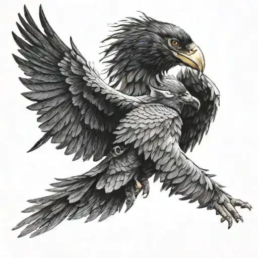 Valkyrie Sideways With A Raven Below