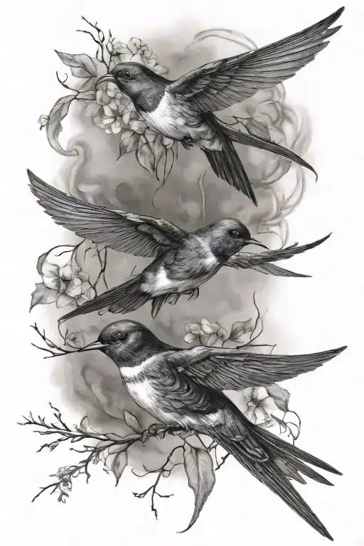 Two Swallow Flying
