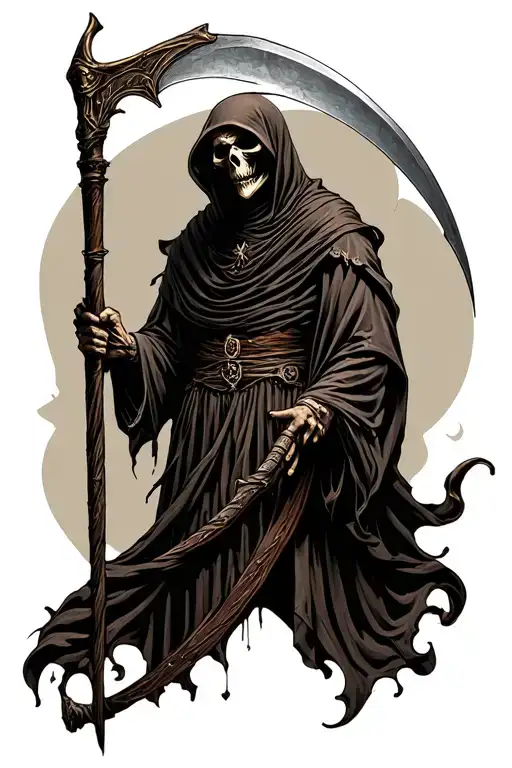 Grim Reaper Holding A Scythe