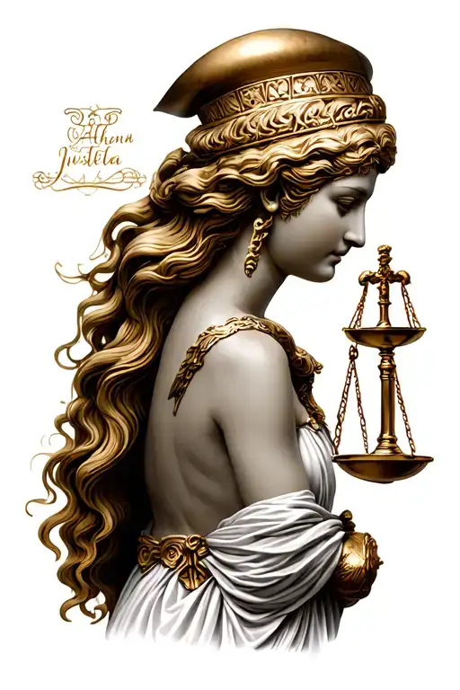 Justitia And Athena Greek Goddess