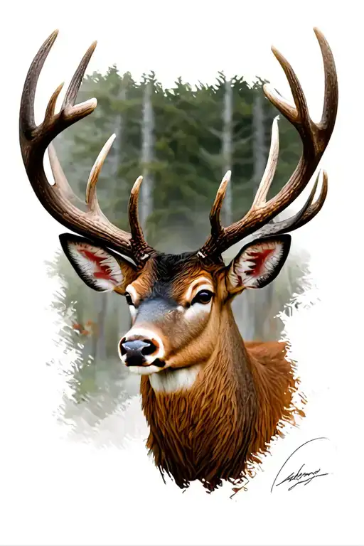 Deer Head With Large Antlers