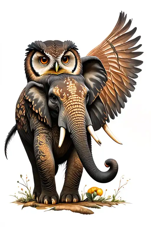 Buho And Elephant With Cornillos