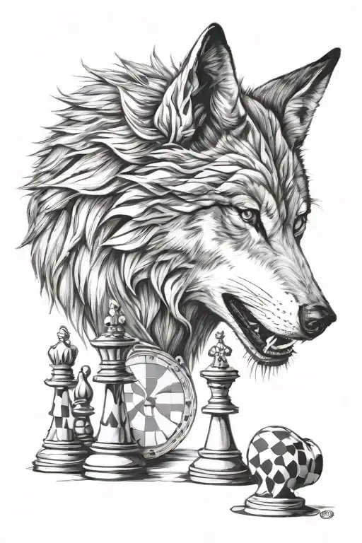 Wolf And Chest King Chess Piece