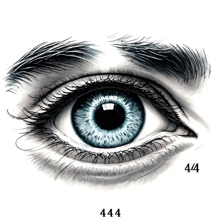 An Eye With A Large 444 On Top And Rings Of Commitment In The Pupil Of The Eye