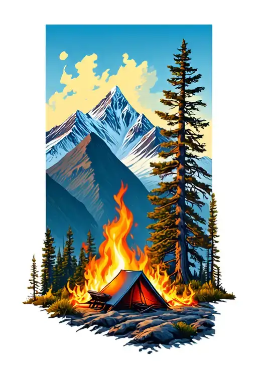 Camping Mountains Fire