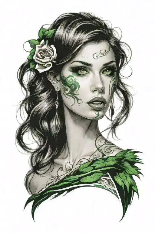 Sexy And Hot Women Face With Green Eyes