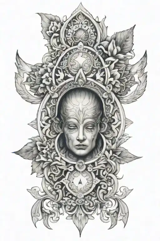 Jean Delville Style Tattoo Featuring