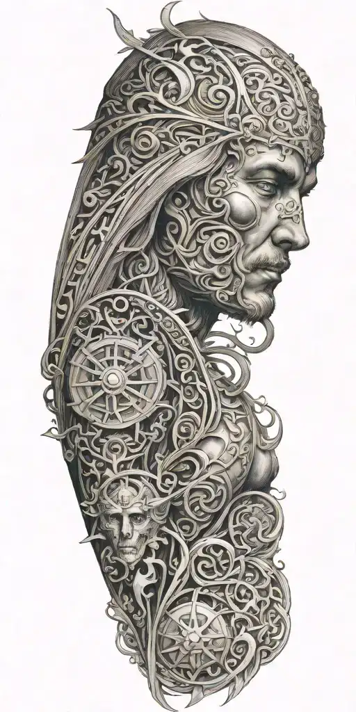 Jean Delville Style Tattoo Featuring