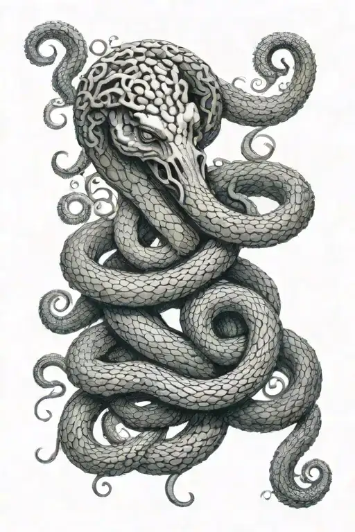 Jean Delville Style Design With Tentacles And Snakes