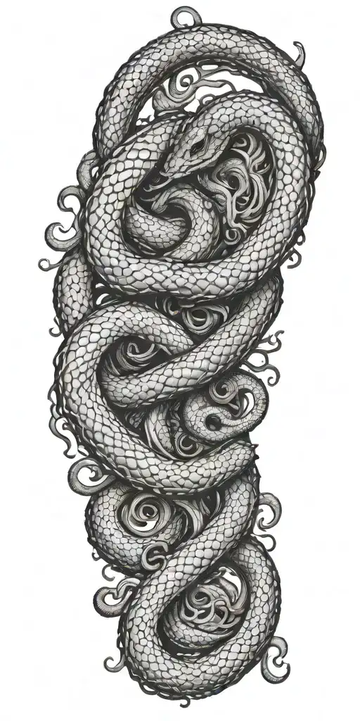 Gustave Dore Style Design With Tentacles And Snakes