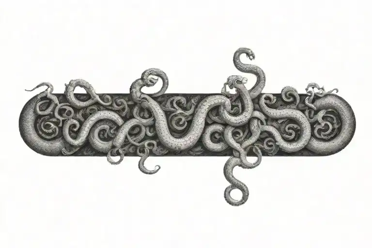 Gustave Dore Style Design With Tentacles And Snakes