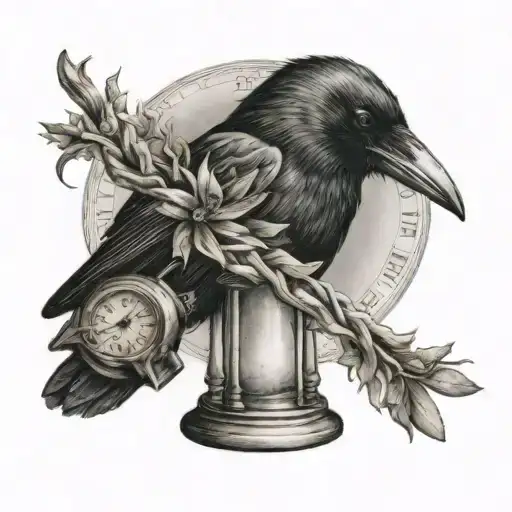 Crow On Hour Glass