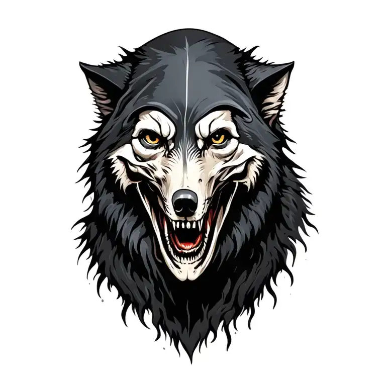 Grim Reaper Face Black And Wolf Looking Forward
