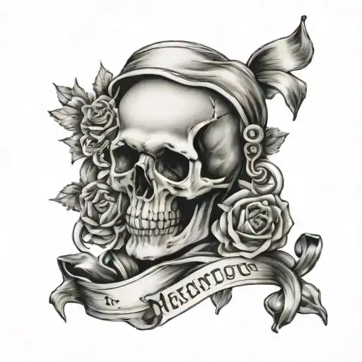 Memento Mori Banner Ribbon Across