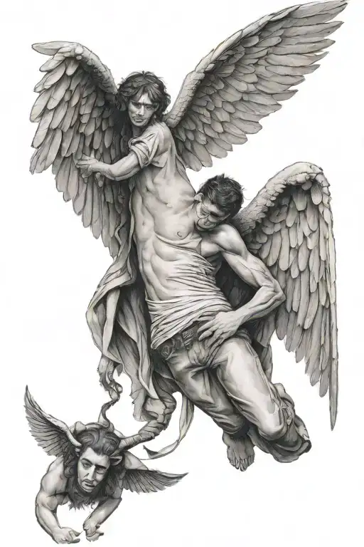 Fallen Angel Holding Devil Wings