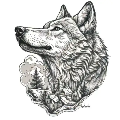 Wolf Howling On The Clif