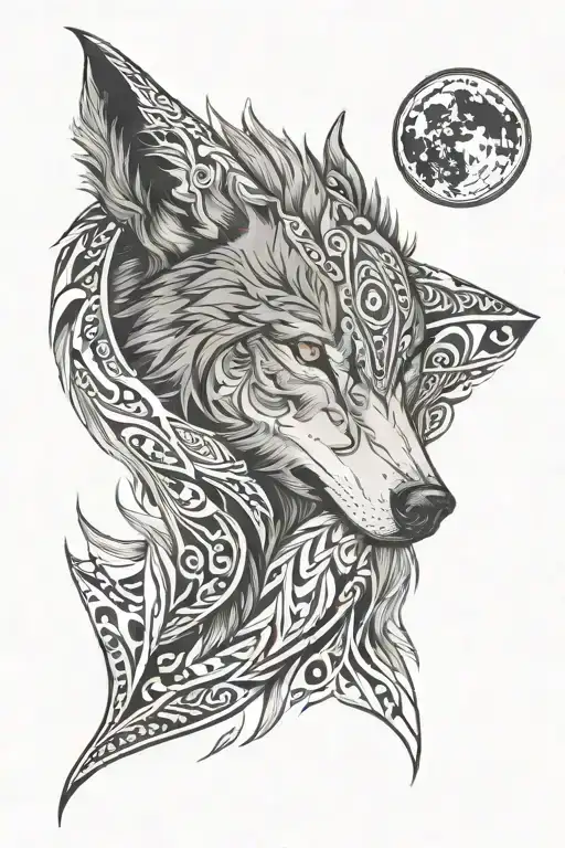 Realistic Tribal Wolf