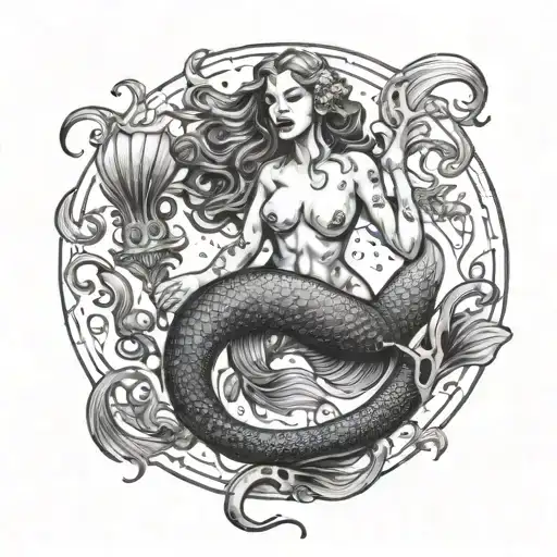Nude Sexy Dark Mermaid Evil