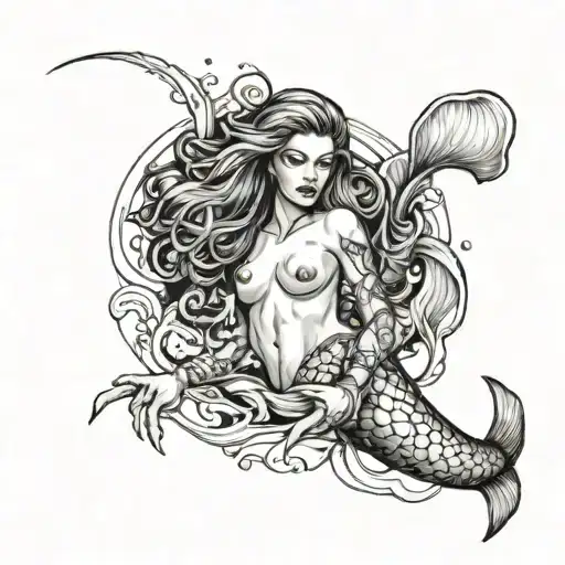 Nude Sexy Dark Mermaid