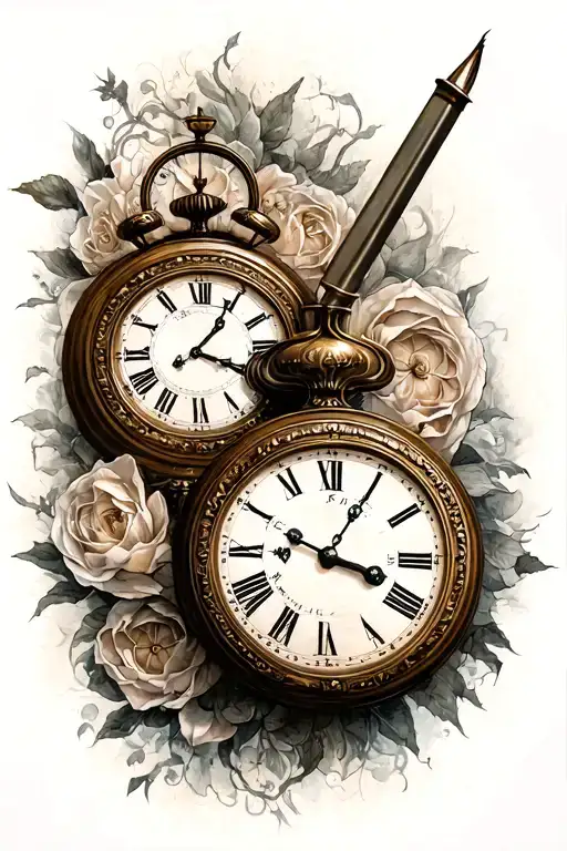 Full Sleeve Tattoo Design Incorperating Clocks And Time