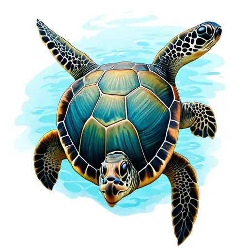 Sea Turtle With Parke Etched In Shell