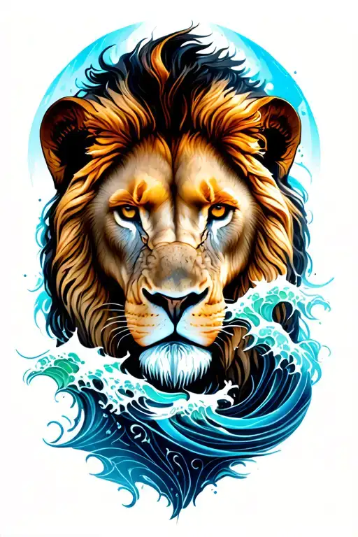 Lion Stoic Waves Flowing