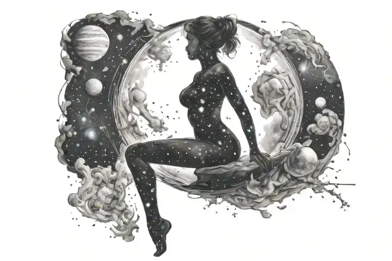 A Woman's Silhouette Filled With Realistic Deep Space Images