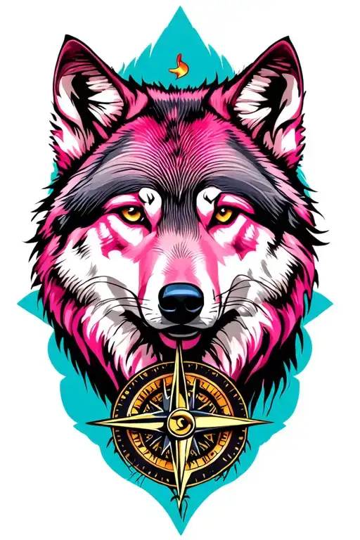 Pink Wolf And Compass