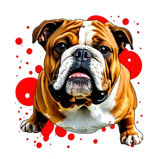 Bulldog With White On Red Polka Dots