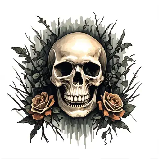 Skull With Graveyard