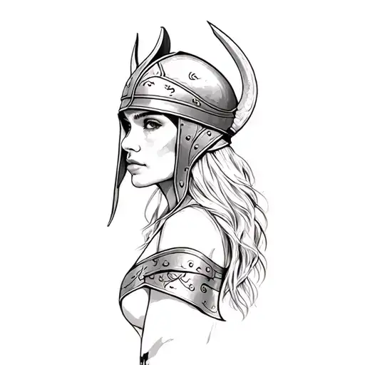 A Woman Wearing A Viking Helmet