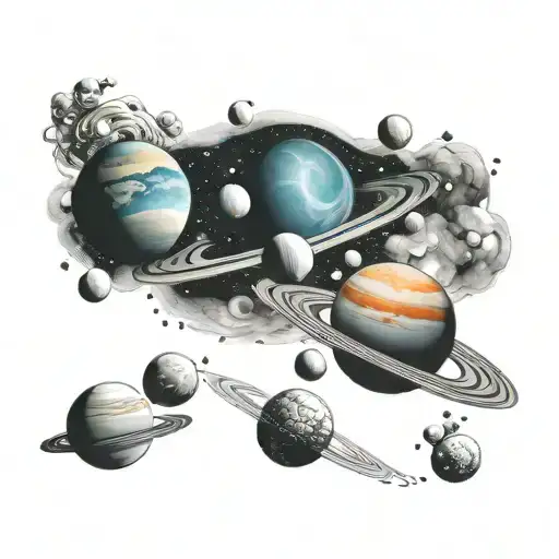Outer Space With Planets Orbiting