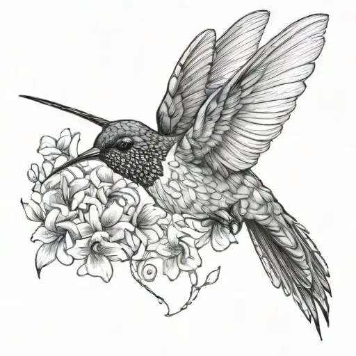 Floral Hummingbird Flying