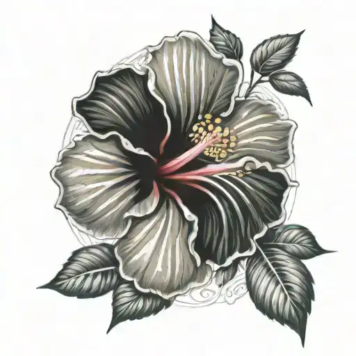 Hibiscus Flower With Roman Numerals And Rays Of Sunshine In The Background Half Sleeve