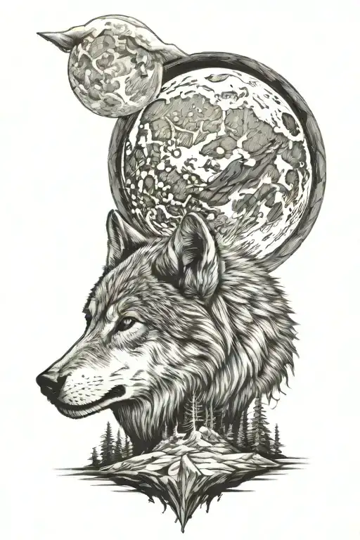 Wolf And Fullmoon Rising