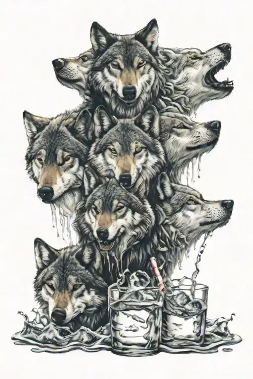 3 Wolf Drinkin Water Darken Everything Add