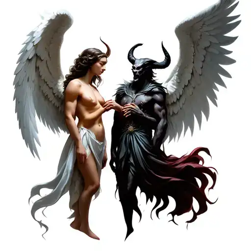 Angel And Demon With Wings