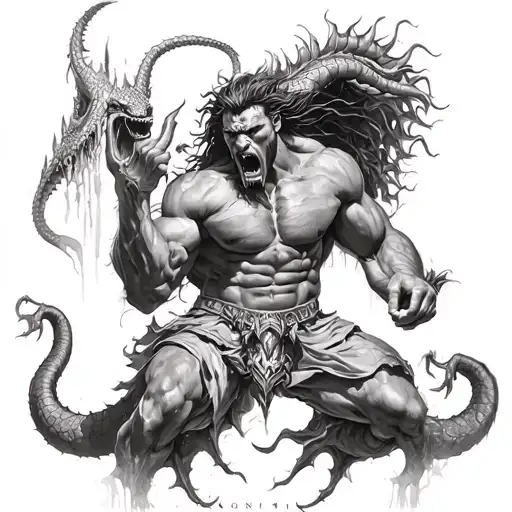Hercules Kill Hydra Tattoo Design
