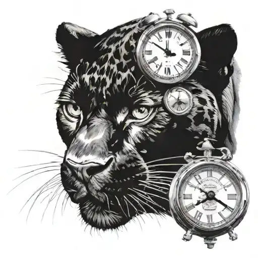 Black Panther With 2 Clocks Next To It
